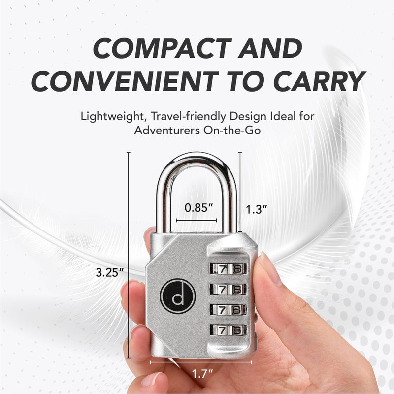 desired tools 4 Digit Combination Locks 2 Pack - Weatherproof Padlock with Code - Combination Lock for Locker, Gym, Outdoor Gate, Storage Shed, Fence Gate & Bike Lock - Keyless, Easy to Set, Reset - New Silver - Image 2